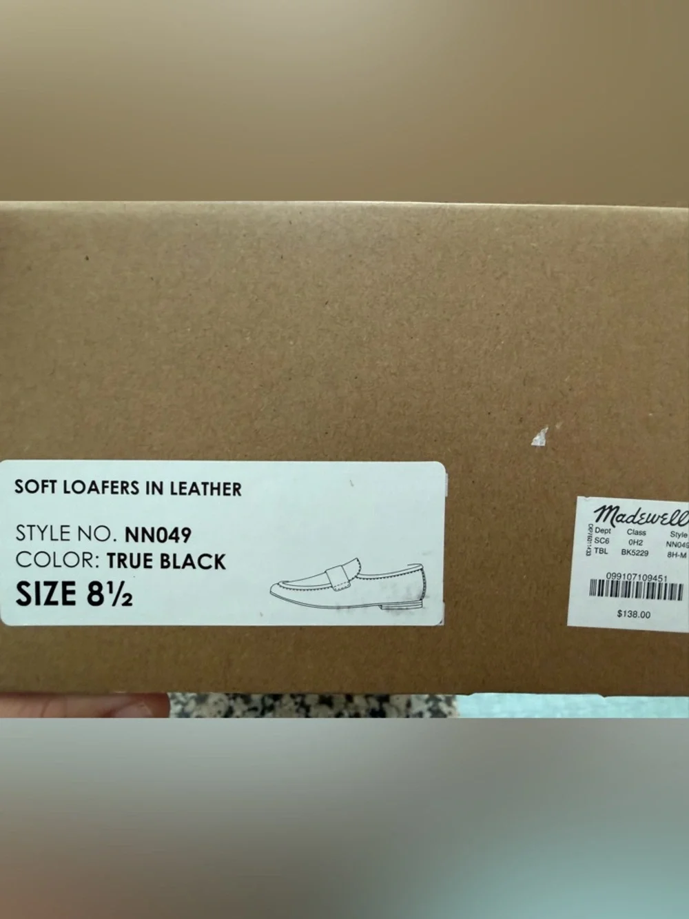 NIB Madewell True Black Lacey Soft Loafer in Leather size 8H (8.5)